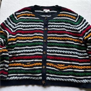 La Ligne x Target 3X Braided Stripe Cotton Cardigan Sweater Multicolor